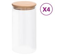 vidaXL 4x Storage Glass Jars with Bamboo Lid 1200 ml Storage Bottle Furniture