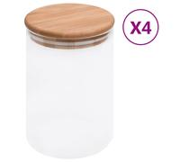 vidaXL Storage Glass Jars with Bamboo Lid 4 pcs 800 ml, Clear