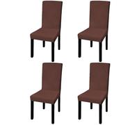 vidaXL 4x Straight Stretchable Chair Cover Brown Universal Seat Slipcover