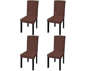 vidaXL 4x Straight Stretchable Chair Cover Brown Universal Seat Slipcover