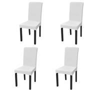 vidaXL 4x Straight Stretchable Chair Cover White Universal Seat Slipcover