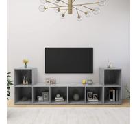 vidaXL 4x TV Cabinets Concrete Grey Chipboard Home Furniture TV Stand Unit
