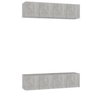 vidaXL 4x TV Cabinets Concrete Grey Engineered Wood Hanging TV Stand Cabinet