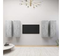 vidaXL 4x TV Cabinets Concrete Grey Engineered Wood Wall Mounted TV Cabinet