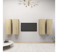 vidaXL 4x TV Cabinets Sonoma Oak 30.5x30x90 cm Chipboard Hanging TV Cabinet