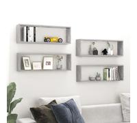 vidaXL 4x Wall Cube Shelf Concrete Grey Engineered Wood Hanging Floating Shelf