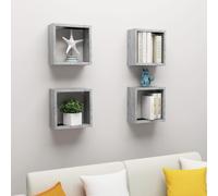 vidaXL 4x Wall Cube Shelves Concrete Grey Storage Wall Hanging Floating Shelf