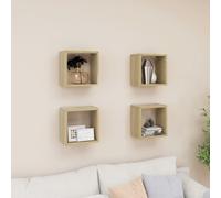 vidaXL 4x Wall Cube Shelves Sonoma Oak Storage Wall Hanging Floating Shelf