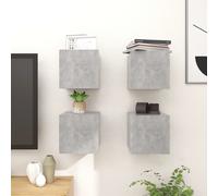 vidaXL 4x Wall Mounted TV Cabinets Concrete Grey Floating Cupboards Furniture