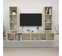 vidaXL 4x Wall Mounted TV Cabinets Sonoma Oak Chipboard Living Room Furniture