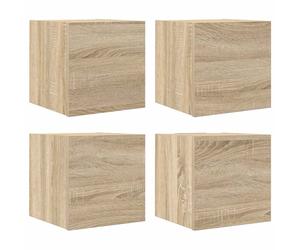 vidaXL 4x Wall Mounted TV Cabinets Sonoma Oak Hanging Cupboard TV Stand Unit