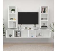 vidaXL 4x Wall Mounted TV Cabinets White Engineered Wood Hifi TV Stand Unit