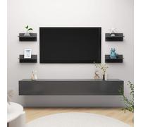Vidaxl Wall Shelf 4 Pcs Grey 40X11.5X18 Cm Engineered Wood, Grey