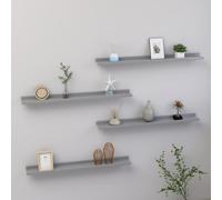 vidaXL Wall Shelves 4 pcs Grey 80x9x3 cm UK NEW