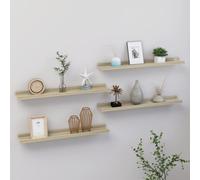 vidaXL 4x Wall Shelves Sonoma Oak 60x9x3 cm Hanging Display Racks Furniture