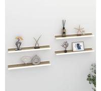 vidaXL 4x Wall Shelves White and Sonoma Oak 60x9x3 cm Hanging Display Racks