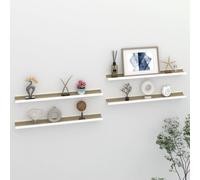 vidaXL Wall Shelves 4 pcs White and Sonoma Oak 80x9x3 cm UK GF0