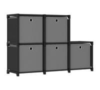 vidaXL 5-Cube Display Shelf with Boxes Black Fabric Storage Organiser Unit