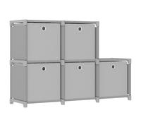 vidaXL 5-Cube Display Shelf with Boxes Grey Fabric Storage Organiser Unit