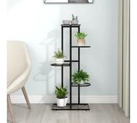 vidaXL 5-Floor Flower Stand Black Metal Indoor Flower Plant Display Shelf Rack