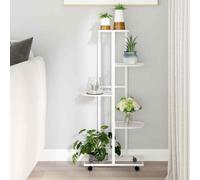 vidaXL 5-Floor Flower Stand with Wheels 44x23x100 cm White Iron UK HOT