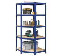 vidaXL 5-Layer Corner Shelf Blue Steel&Engineered Wood