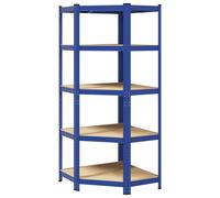 vidaXL 5-Layer Corner Shelf Blue Steel&Engineered Wood garage shelving