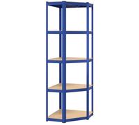 vidaXL 5-layer Corner Shelf Blue Steel&engineered Wood, Blue