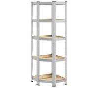 vidaXL 5-Layer Corner Shelf Silver Steel&Engineered Wood garage shelving