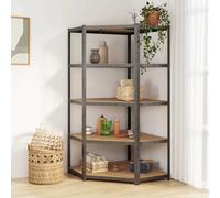 vidaXL 5-Layer Heavy-duty Corner Shelf Grey Steel&Engineered Wood
