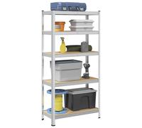 vidaXL 5-Layer Storage Shelf Silver Steel&Engineered Wood garage shelving