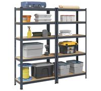 vidaXL 5-Layer Storage Shelves 2 pcs Anthracite Steel&Engineered Wood
