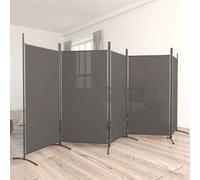 vidaXL Room Divider 5-Panel - Anthracite 100% Polyester Fabric, Foldable, 433x180 cm