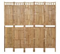 Vidaxl 5-panel Room Divider Bamboo 200X180 Cm, Brown