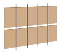 vidaXL 5-Panel Room Divider Beige 250 x 180 cm Fabric