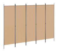 vidaXL 5-Panel Room Divider Beige 98.43 x 70.87 in Fabric, Stylish Living Room Divider, Modern Rectangular Design, Adjustable Screen for Privacy, Compact Indoor Feature