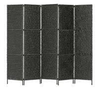Vidaxl 5-panel Room Divider Black 193X160 Cm Water Hyacinth, Black
