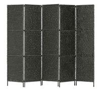 vidaXL 5-Panel Room Divider Black 193x160 cm Water Hyacinth UK HOT