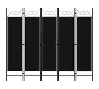 vidaXL 5-Panel Room Divider - Freestanding, Elegant Circle Design, Black Powder-Coated Iron Frame, 100% Polyester Fabric, Versatile for Living Room or Bedroom, Assembly Required