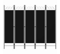 vidaXL 5-Panel Room Divider Black 200x180 cm