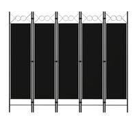 Vidaxl 5-Panel Room Divider Black 200X180 Cm Room Dividers