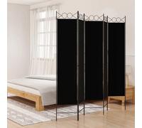 vidaXL Room Divider 5-Panel Fabric Privacy Screen 200 x 200 cm Black