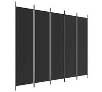 vidaXL 5-Panel Room Divider Black 250x200 cm Fabric