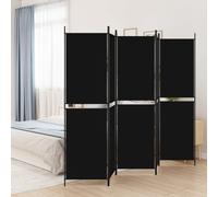 Room Divider 5-Panel Black Fabric Polyester & Iron Foldable 250x200 cm Privacy