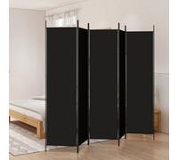 vidaXL 5-Panel Room Divider in Black - Versatile, Foldable Fabric Screen for Space Partition and Decor - Ideal for Living Room, Bedroom