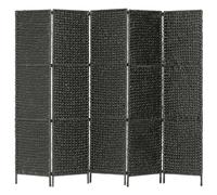 Vidaxl 5-panel Room Divider Black 193X160 Cm Water Hyacinth, Black