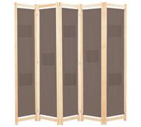 vidaXL 5-Panel Room Divider Brown 200x170cm Fabric Privacy Screen Partition