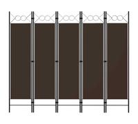 vidaXL 5-Panel Room Divider Brown 200x180 cm