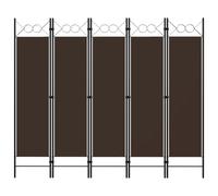 vidaXL 5-Panel Room Divider Brown 200x180 cm