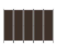 vidaXL 5-Panel Room Divider Brown 250x180 cm